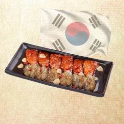 คู่หูมินิ แซลมอนดอง 100 กรัม พร้อม กุ้งดอง  6 ตัว