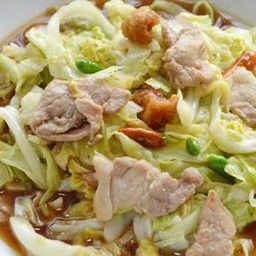 หมูนุ่มผัดกระหลำปีราดข้าว