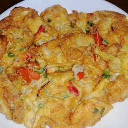ข้าว+ไข่เจียวหมูสับใบกะเพรา+ใส่พริก