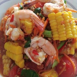 ตำข้าวโพดกุ้งสุก ปลาร้า