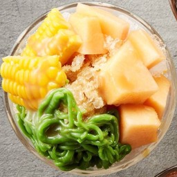 ลอดช่องแคนตาลูปข้าวโพดหวาน (ลอดช่อง ข้าวโพด แคนตาลูป)