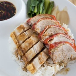 ข้าวเป็ดย่าง+หมูกรอบ