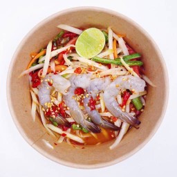 ตำกุ้งสด Papaya Spicy Salad With Raw Shrimp