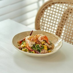 ยำผักกูดสับปะรดกุ้งสดหมูสับ