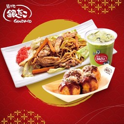 คอมโบ 2 ยากิโซบะ+ทาโกะดั้งเดิม4ลูก+มัทชะ