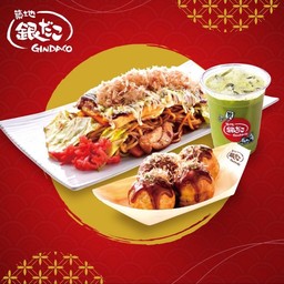 คอมโบ 1 ยากิหน้าไข่+ทาโกะดั้งเดิม4ลูก+มัทชะ