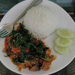 ข้าวกะเพราไข่เยี่ยวม้า