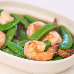 ผัดถั่วลันเตาราดข้าว