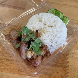ข้าว หมูทอดกระเทียม