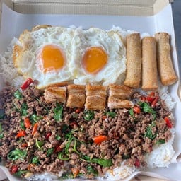 กะเพราล้มควายเนื้อแองกัส