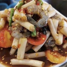ตำปลาร้าไหลบัว_กุ้งสด