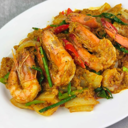 กุ้งผัดผงกะหรี่ เยาวราช