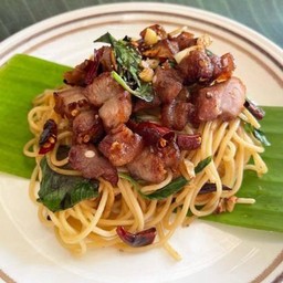 สปาเก็ตตี้หมูสามชั้นพริกแห้ง (เด็ด !! )