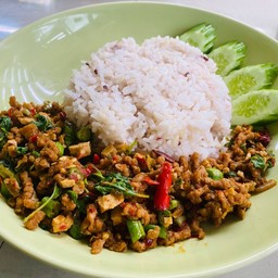 ข้าวราดกะเพราเจ