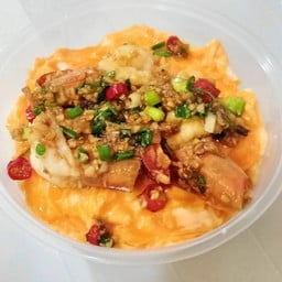 ข้าวไข่ข้น+กุ้งคั่วพริกเกลือ