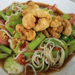 ตำซั่วผักบุ้งลวกแคปหมู