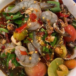 ตำเหลากุ้งสดหอยแครง