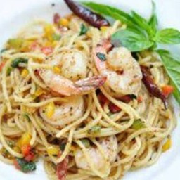 สปาเกตตี้กุ้งพริกไทยดำ