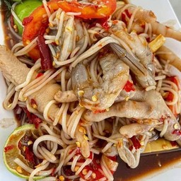 ตำขนมจีนตีนไก่+กุ้งสด