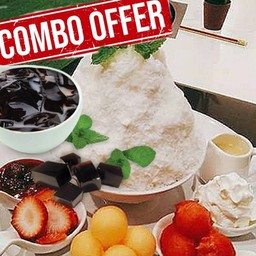 (ชุดคอมโบ) บิงชูผลไม้ฟรี 2 อย่าง +เฉาก๊วย ลอยแก้ว