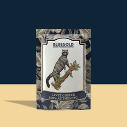 กาแฟขี้ชะมดแท้พรีเมี่ยม 100% ไร่กาแฟขี้ชะมด Bluegold ซอง ขนาด 8 กรัม