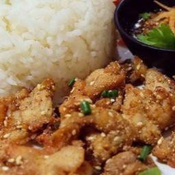 ข้าวหน้าไก่ทอดจิ้มแจ่ว