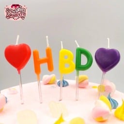 เทียนชุดตัวอักษร HBD และหัวใจ