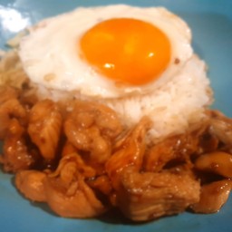 ข้าวไก่ผัดซอสทงคัทสึ+ไข่ดาว