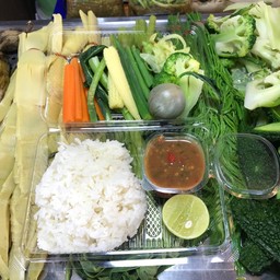 น้ำพริกกะปิ+ผักต้ม+ข้าวหอมมะลิ