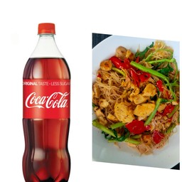 หมี่กระเฉดไก่ชิ้น1+โค๊กเล็ก1ขวด