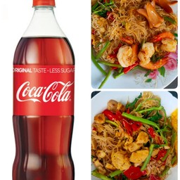 หมี่กระเฉดกุ้ง1 +ไก่1 แถมโค๊กเล็ก1ขวด