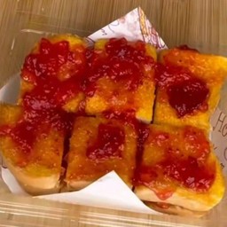 ขนมปังปิ้งเนย+แยมสตรอเบอรี่ 2แผ่น (ปังธรรมดา)