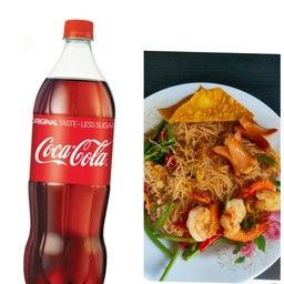 หมี่กระเฉดกุ้ง1+โค๊กเล็ก1ขวด