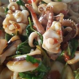 ข้าวราดกระเพาปลาหมึก