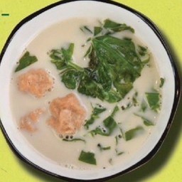 ต้มกะทิใบเหลียงลูกชิ้นกุ้งเจ