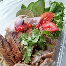 ข้าวเนื้อเค็มทอด