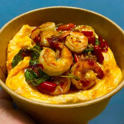 ข้าวกะเพากุ้งไข่ข้น