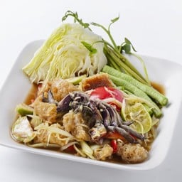 ตำปูปลาร้าใส่แคปหมู