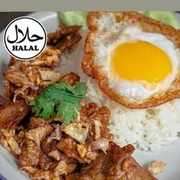 ข้าวทอดกระเทียมไก่