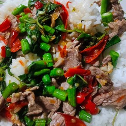 ข้าวกระเพราหมูชิ้น