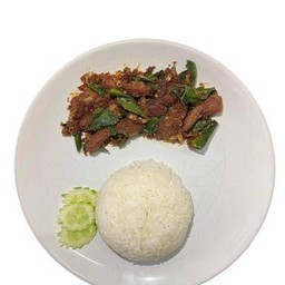 ข้าวหมู/เนื้อแดดคั่วพริกสมุนไพร