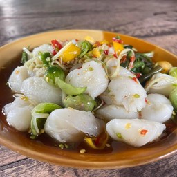 ตำหัวไก่โอกผักลวก