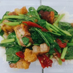 ข้าวคะน้าหมูกรอบ