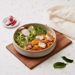 Spicy herb fried rice with seabass