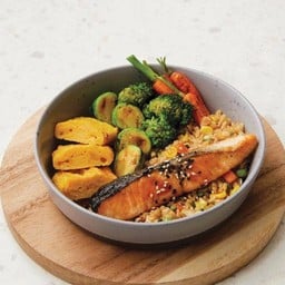 Salmon teriyaki rice with tomago