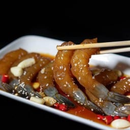 กุ้งดองซีอิ๊ว 5 ตัว+ข้าวญี่ปุ่น+น้ำจิ้มซีฟู๊ด