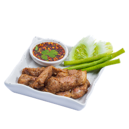 หมูทอดกระเทียมพริกไทย. Fried Pork With Garlic And Pepper