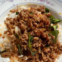 ข้าว+ผัดพริกแกงหมูสับ แซ่บกะทะระเบิด