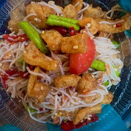 ตำขนมจีนปูปลาร้าแค็ปหมู