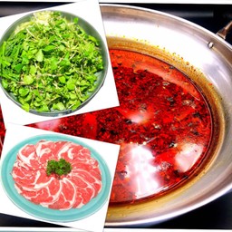 หม้อไฟหมาล่าเนื้อแกะ&water cress